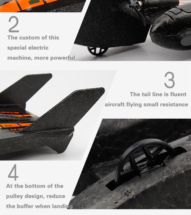 Durable and State of Assembly Toys Outdoor Rc Plane Remote Control Airplane 2.4ghz 2 Channels Rc Airship Black Foam Flying Toy
