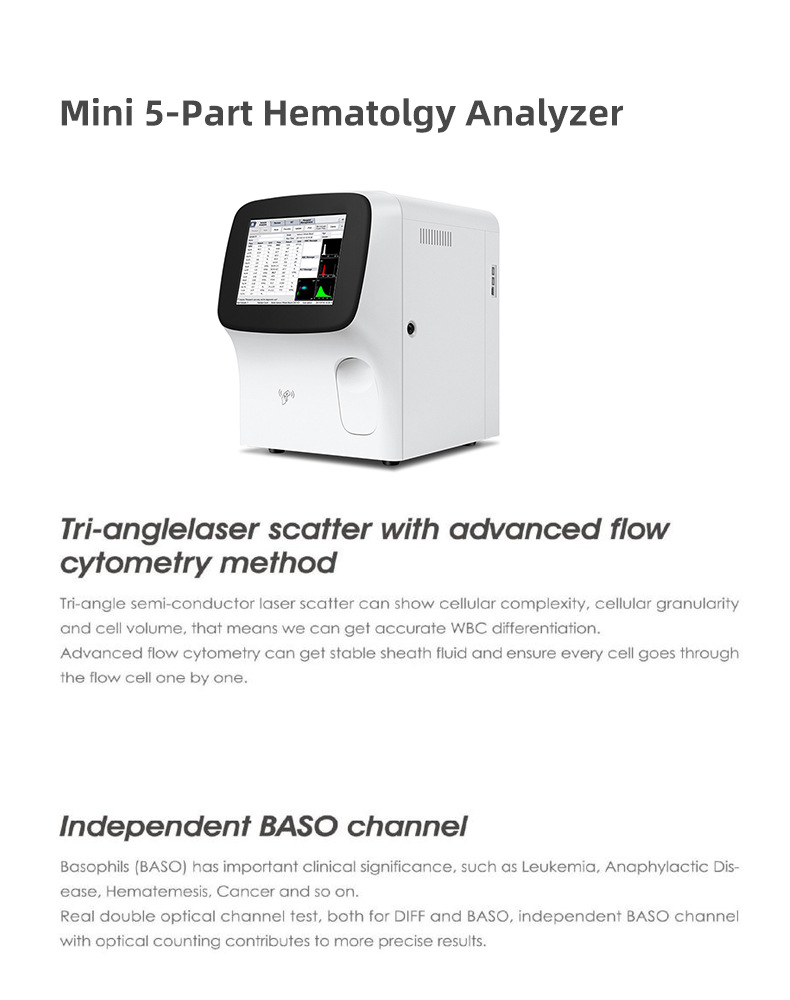 Automated Quick Tester 5-part Blood Counter Biochemical Analysis System Classification