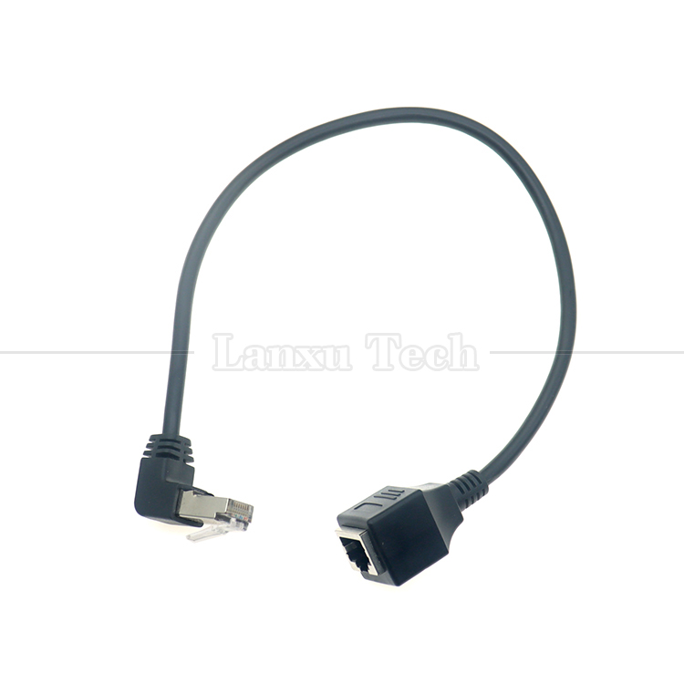 OEM STP UTP 90 Degree Right Angle RJ45 8P8C Male to RJ45 Female Socket Cat5e Ethernet Cable