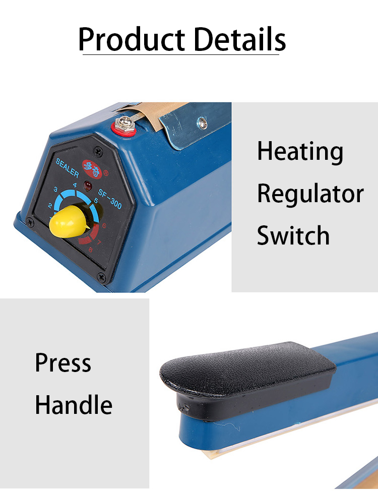Portable Hand Sealing Packing Machine for Plastic Bag Commodity 300mm Handheld Type