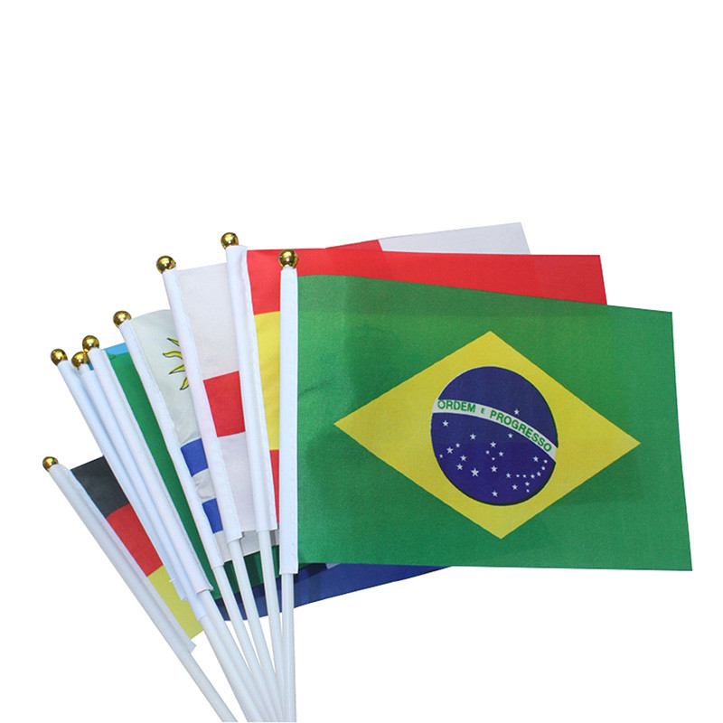 Personalised Hand Waver Flags Knitted Polyester With White Pole