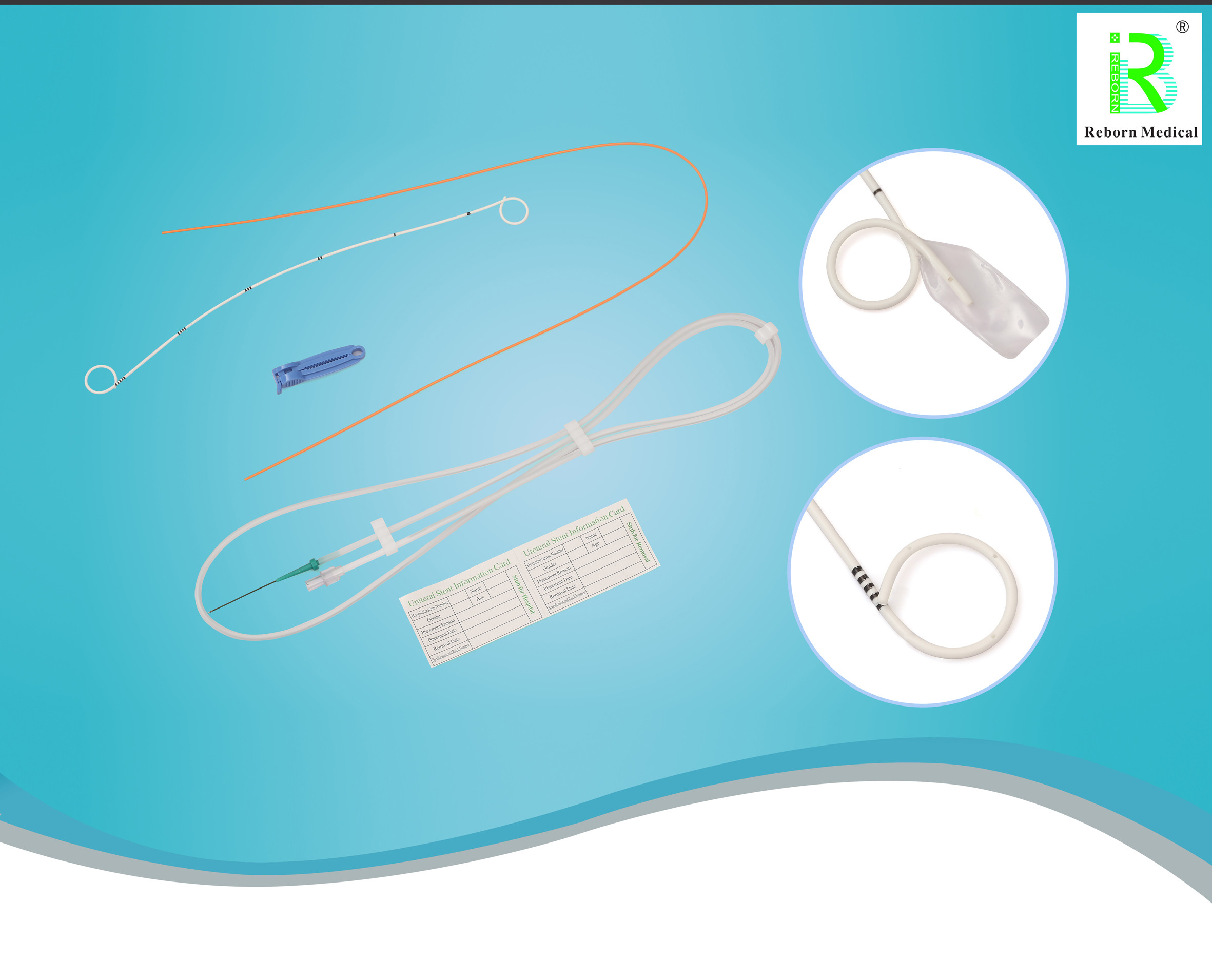 CE Disposable Ureteral Stent Package F4-F8 For Kidney Removal Pigtail Double J Stent