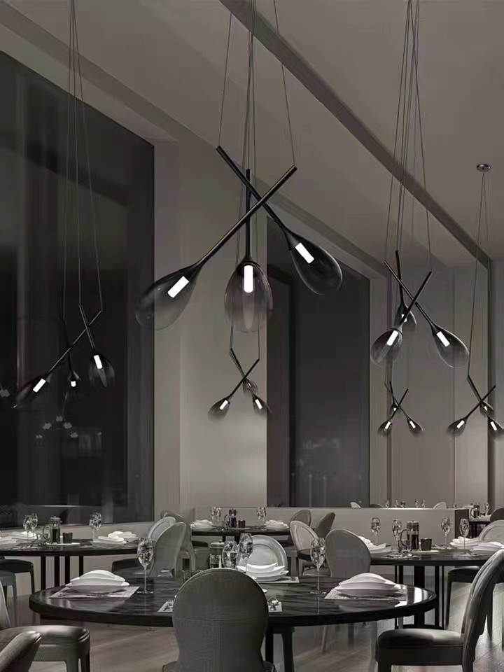 Glass Chandelier Ceiling Luxury Interior Led Design Modern Hanging Lamps Pendant Light