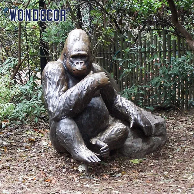 Brass Casting Life Size Gorilla Garden Statue 190cm Big Size