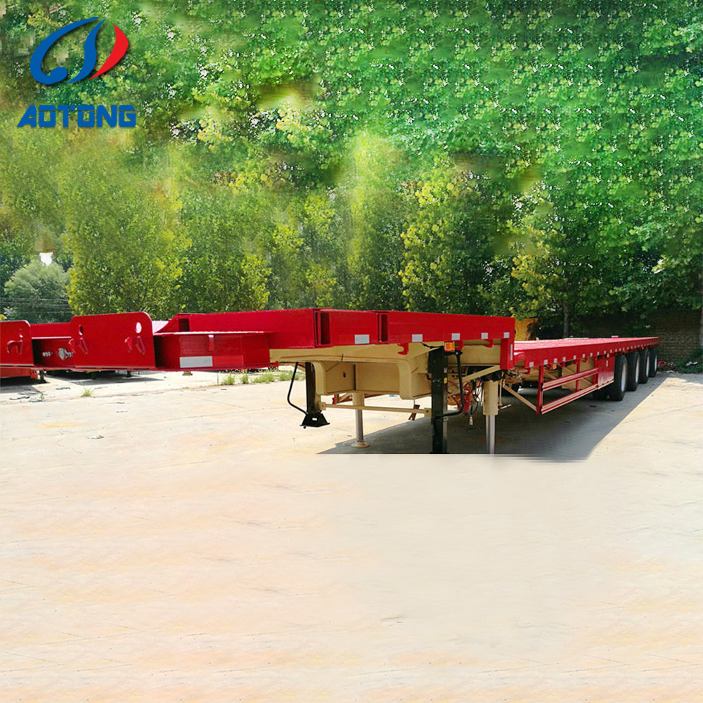 40 Ft 45 Ft 50ft Gooseneck Extendable Flat Bed Container Semi Trailer for Multi Axles
