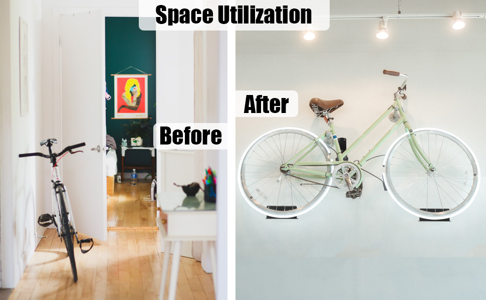 Standard Bike Wall Mount Horizontal/Vertical Hanging Rack for Garage and Indoor Silver