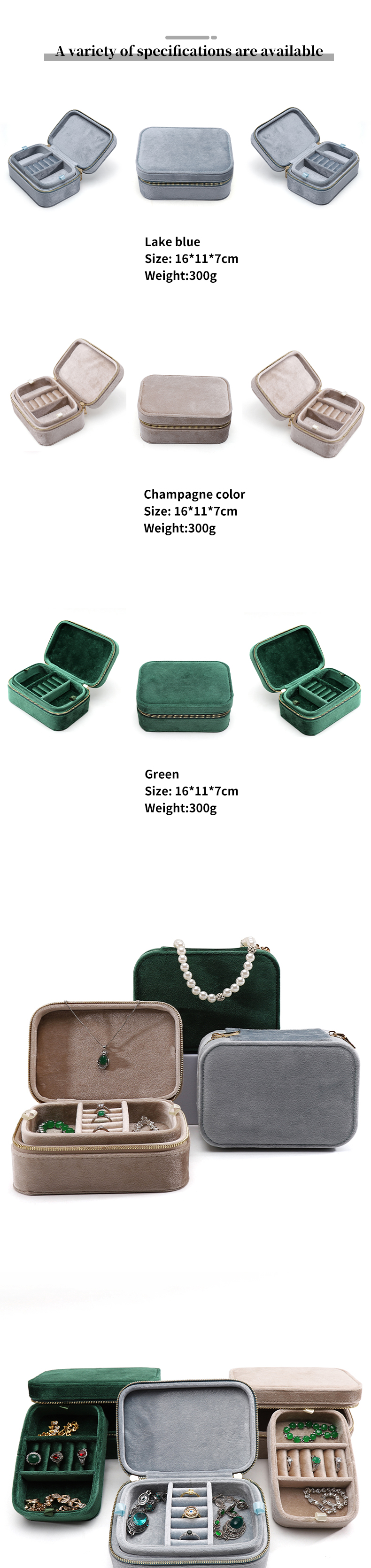 Wedding Velvet Travel Ring Box for Han Hong Couple Necklace Jewelry Storage