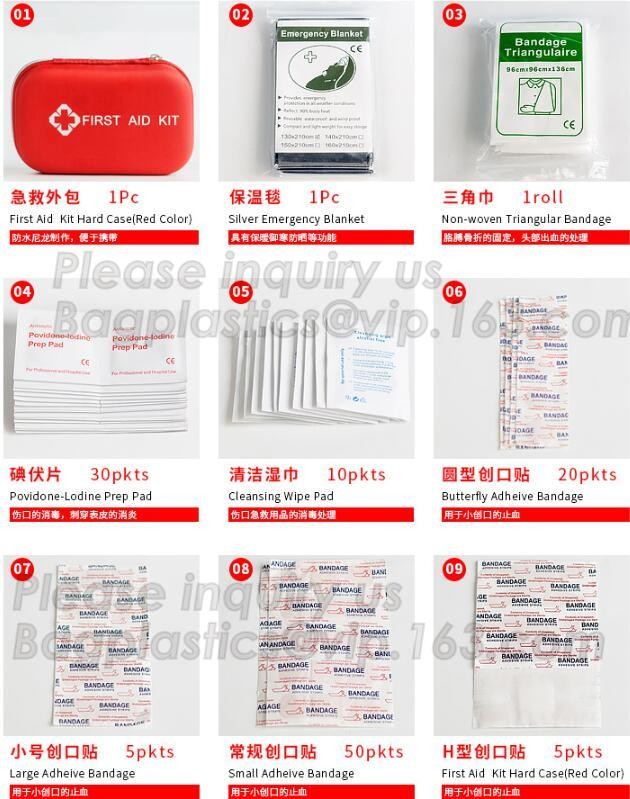Red pu leather waterproof mini eva first aid kit case,first aid box plastic case carrying case,Medical Multi-functional