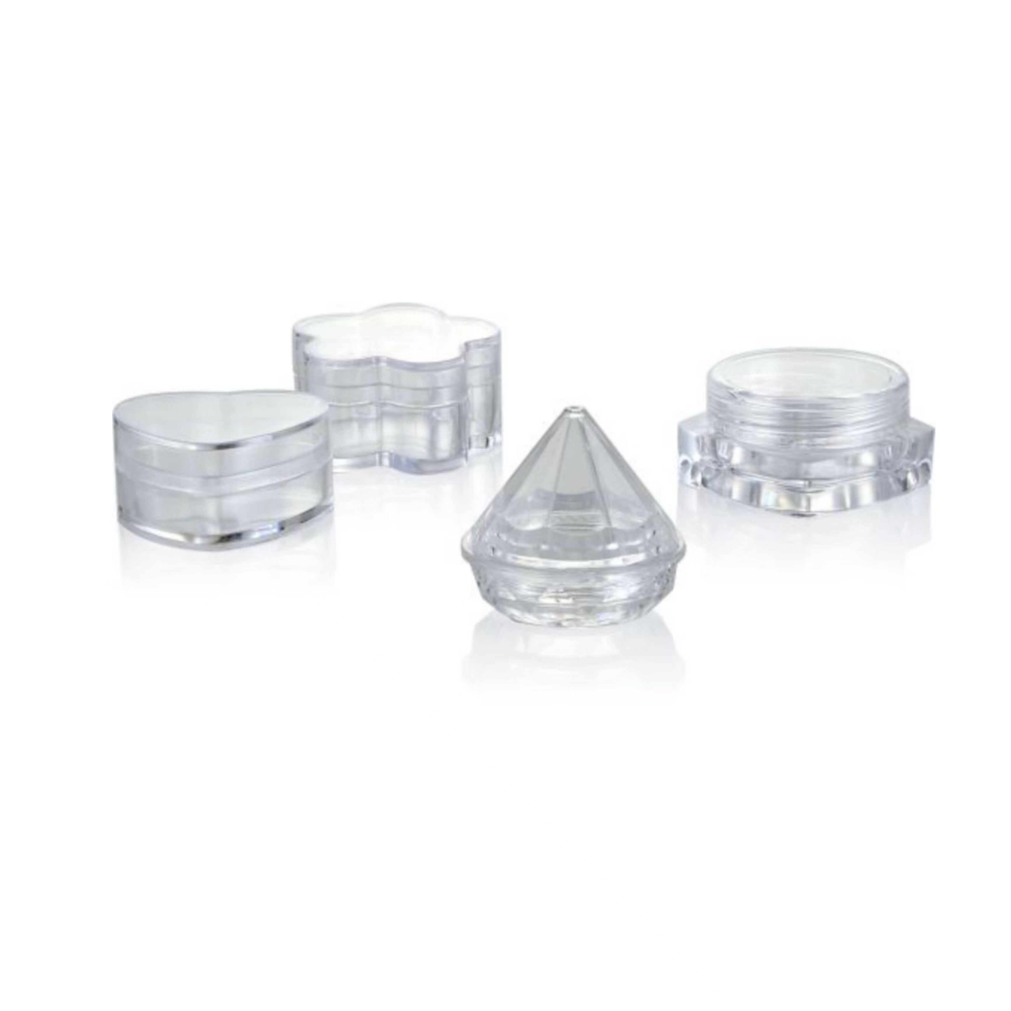 PS Base Material 4ml Mini Cream Jar with Lid Portable Plastic Clear Jar Flower Shape