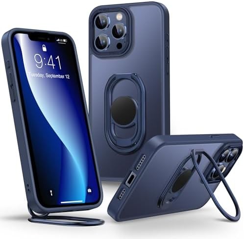 Shields Up for iPhone 12 Pro Max Case with Stand, Phone Case Clear with Double Ring Holder [Adjustable & Foldable]