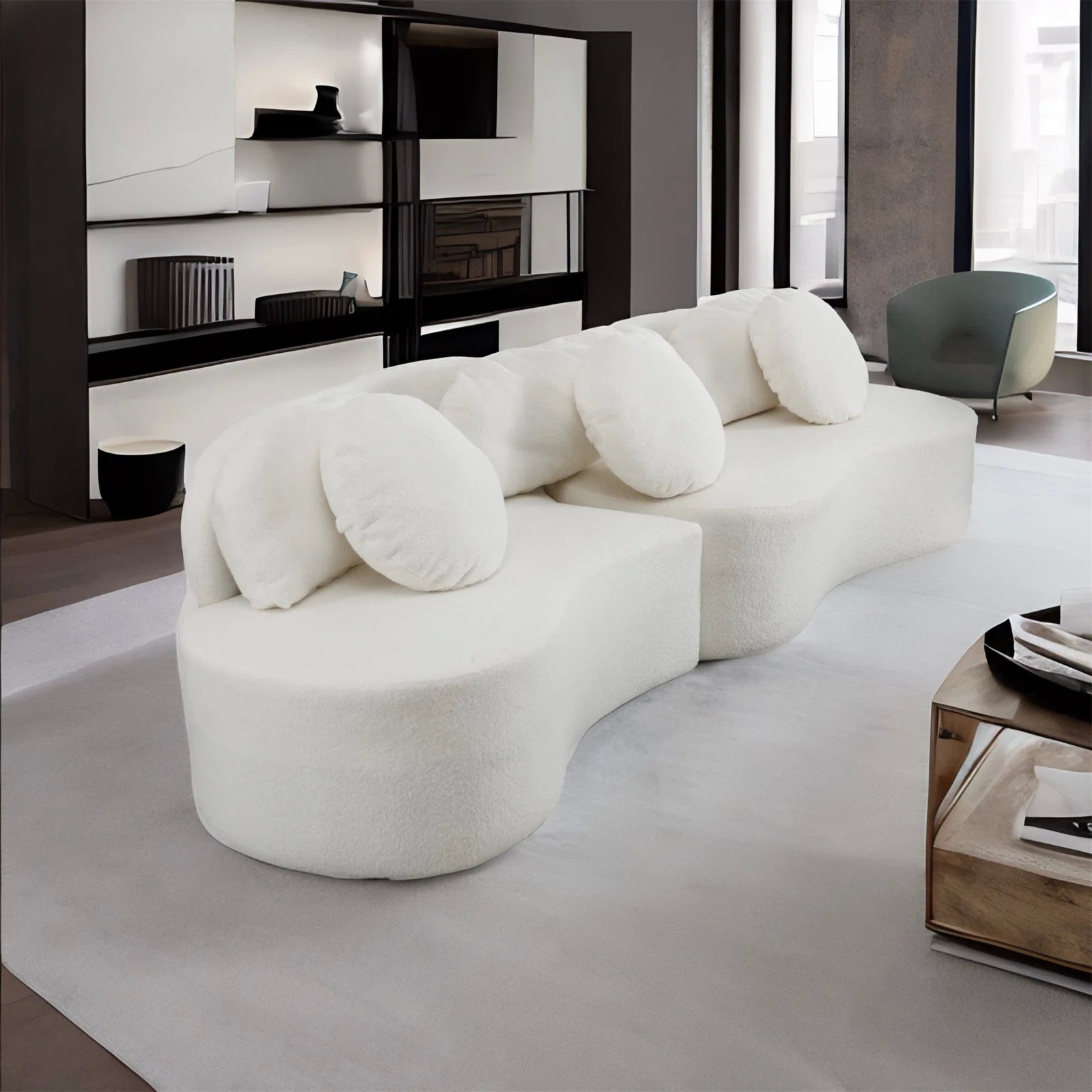 Customized Boucle Fabric Sofa White Fabric Couch Set Home Luxury