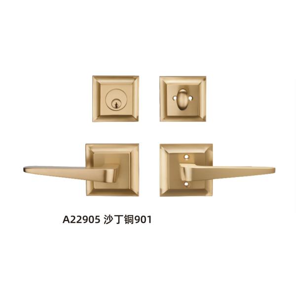 Amertop Entry Lever Door Handle and Key Square Locking Lever Handle Set Front