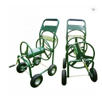 Durable Heavy Duty Steel Water Garden Hose Reel Cart with Four-Wheel Portable
