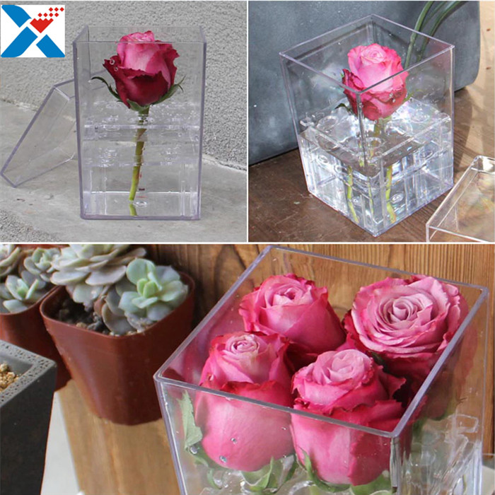 Flower Packing Clear Acrylic Box Display Cases Organizer Rose Gift Box With Cover
