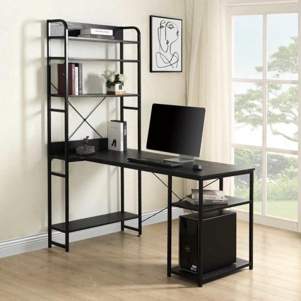 Quality MDF Board 28.74"H Computer Desk Study Table With Bookshelf Rack for sale