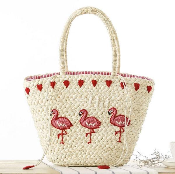 New Korean version of the hand-embroidered shoulder bag straw bag beach knitting