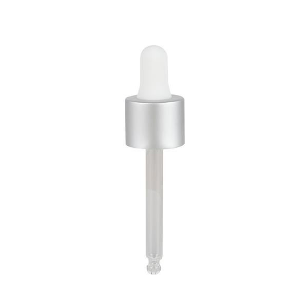 18/410 Frosted Silver Aluminum Cosmetic Dropper Essential Oil Glass Pipette