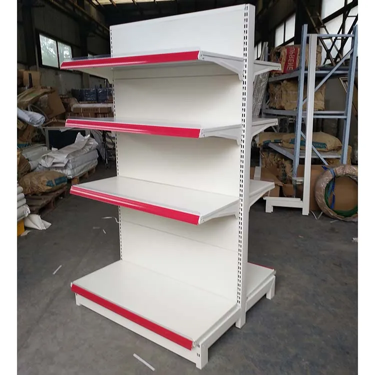 Factory customized color size grocery store shelf milk white gondola shelving supermarket shelves