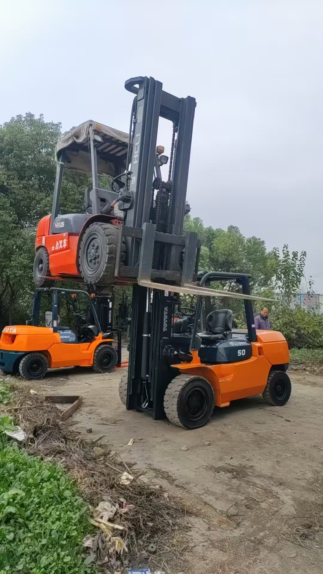 Toyota 50 Used Diesel Forklift 5 Ton Loading Capacity 1800mm Fork Length