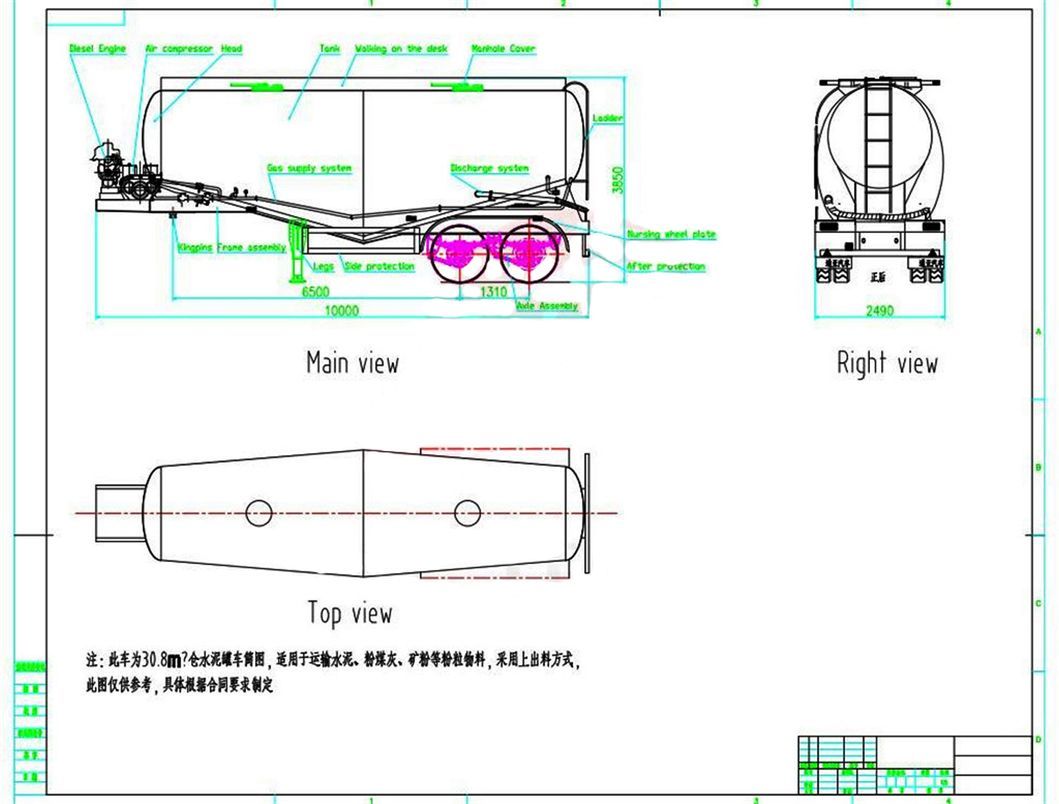 Exported 3 Axles Transport Bulk Powder Transport Grain Animal Feed Tank Truck Semi Trailer