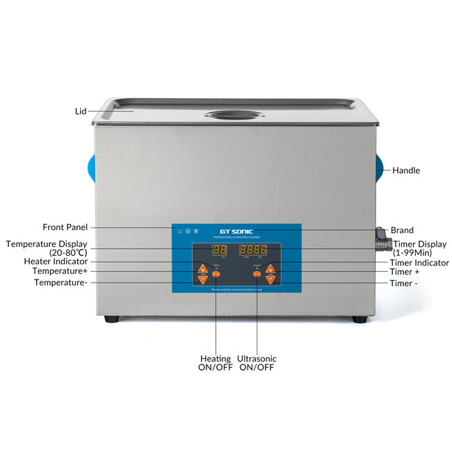 GT SONIC Digital Ultrasonic Cleaner Time Temperature Control 27L 99mins Timer