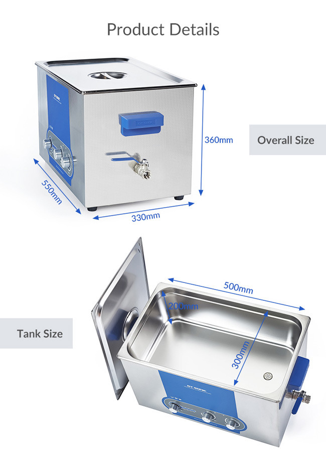SUS304 27L Ultrasonic Dental Cleaner with 40khz ultrasonic Frequency