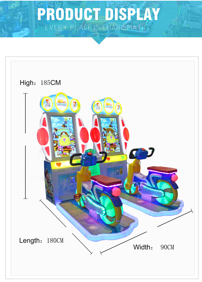Amusement Coin Operated 32 Inch Video Game Simulator Bike Racing Kiddie Ride Game Machine With Colorful Light