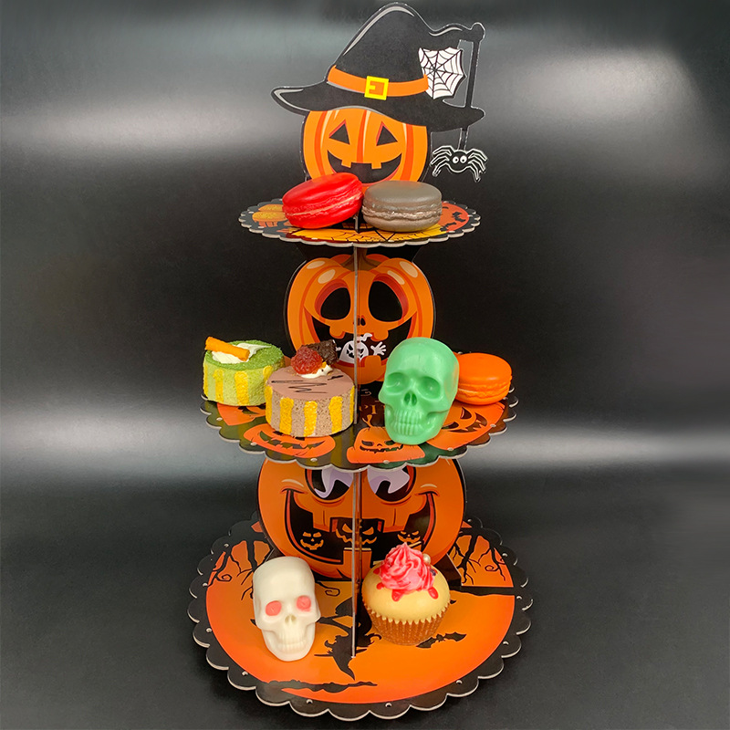 Countertop Cupcake Cardboard Food Display Stands Case Halloween Party Foldable