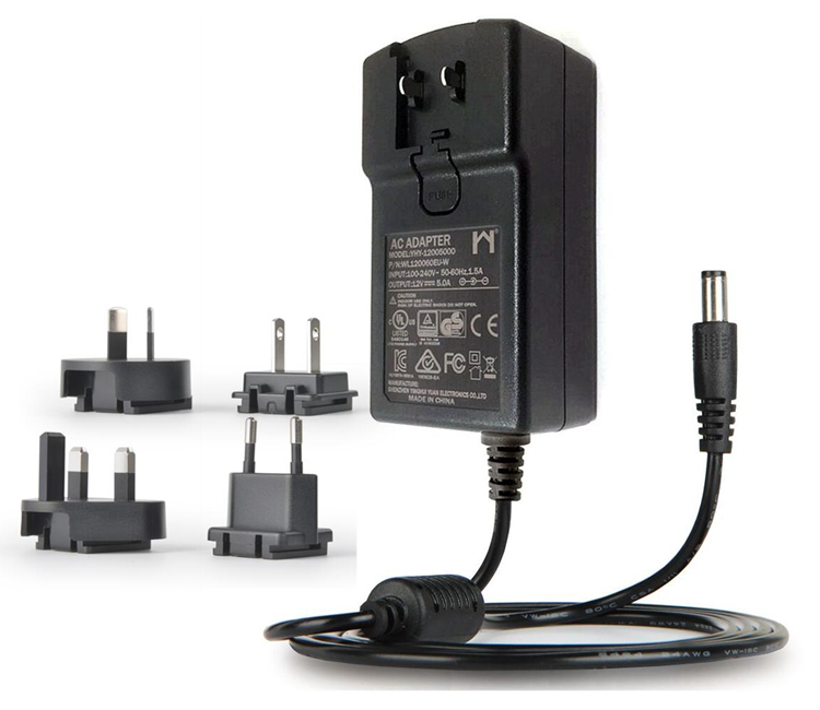 Ac Dc Plug Top Power Supply 24 Volt 60w Interchangeable Type For LED LCD