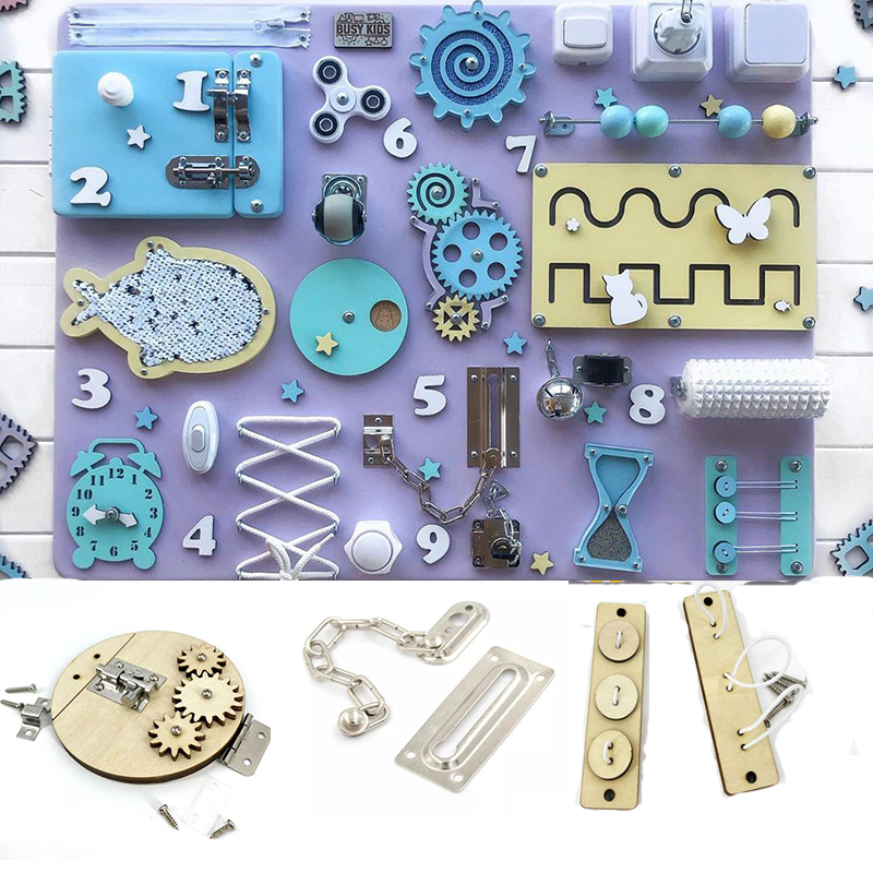 Baby Busy Board DIY Accessories Montessori Toys Kids Wood Chip Skill Training Game Puzzle Intelligence Development Baby