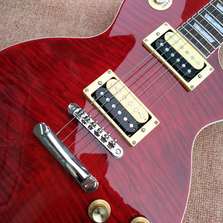 LP slash electric guitar, Flame Maple Top rosewood fingerboard electric guitar, free shipping