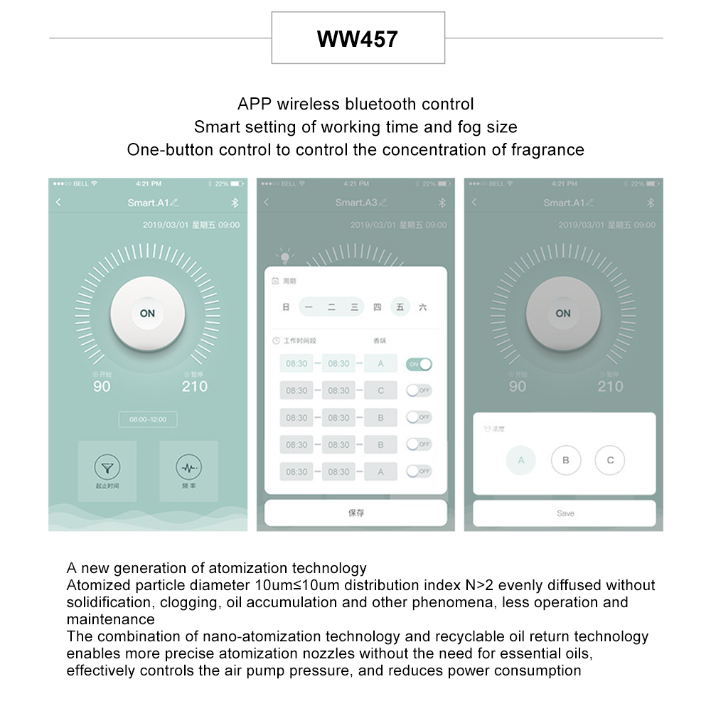 Nano Atomization WIFI Intelligent Commercial Aromatherapy Machine HVAC/AC Timing Essential Oil Automatic Aromatherapy Machine