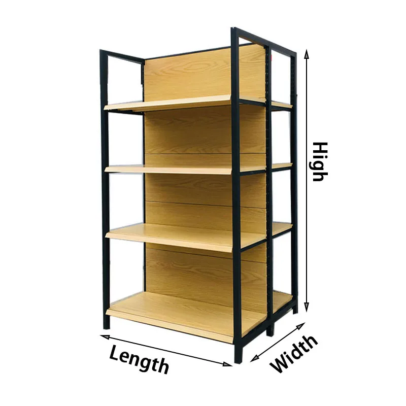 New Style Factory Wholesale Wood Grain Shelves Supermarket Rack Cold Rolled Steel