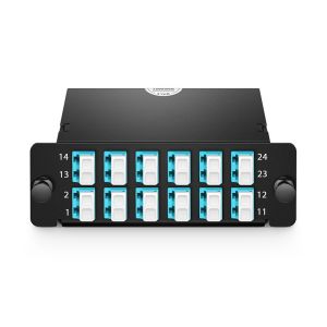  2 MTP To 12 Lc Duplex Patch Panel Connector 24 Fibers OM4 Multimode Type AF Manufactures