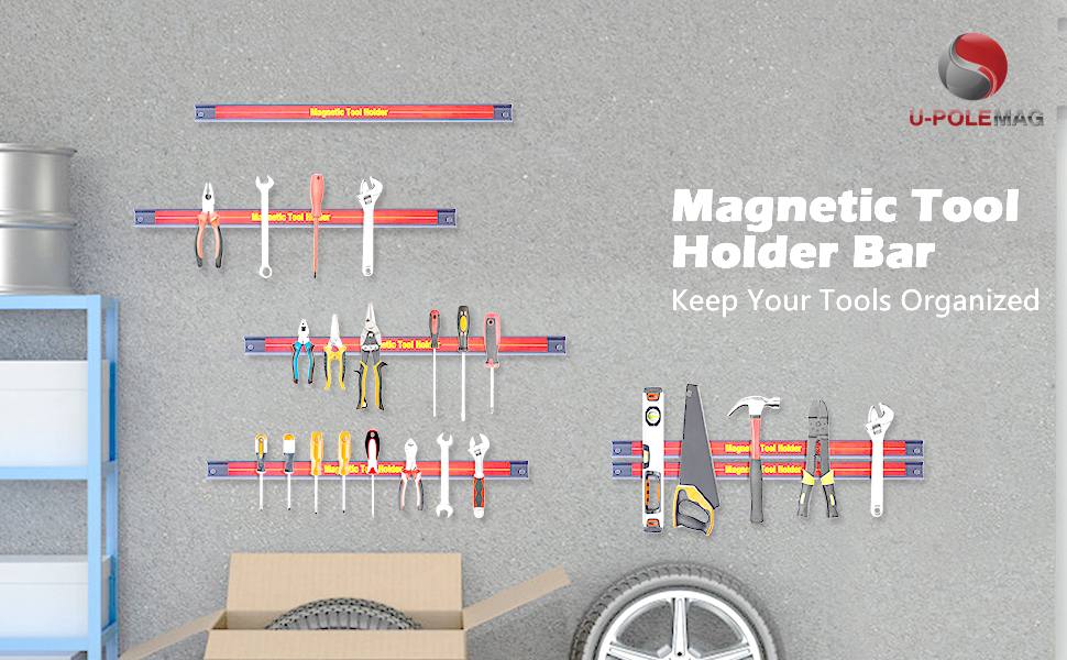 18 Inch Magnetic Tool Bar Set A3 Ferrite Magnet Material for Organized Garage Storage