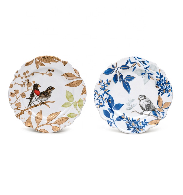 Plates Porcelain Plate Autumn Tableware Boutique Gift Set Hot Sale New Design Royal Ceramic Plate Dish Round Food Safety