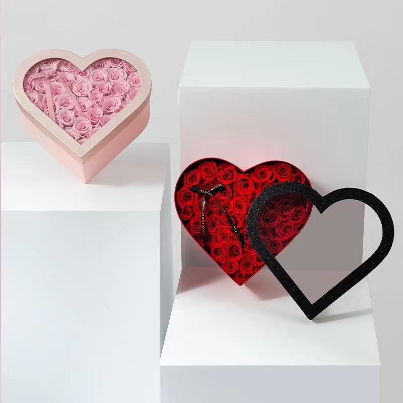 Stamping Printing Handling Heart Shaped Flower Packaging Boxes for Custom Arrangements
