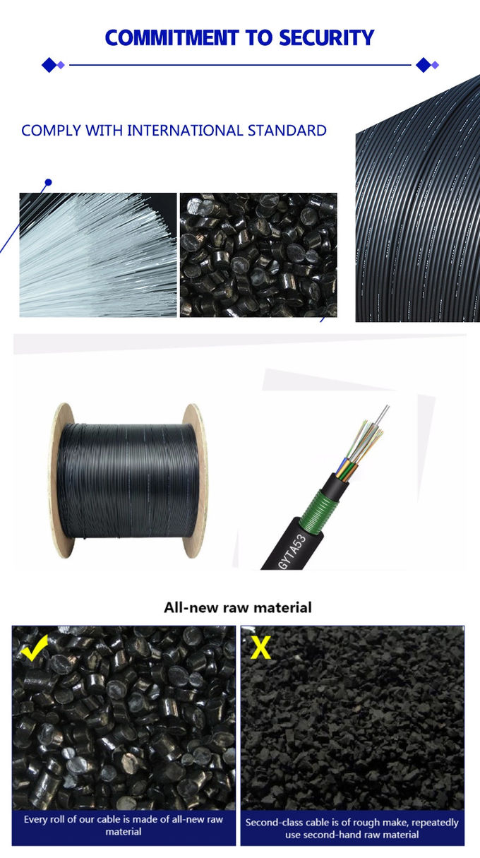 GYTA53 Armored Fiber Optic Cable Underwater Direct Buried Double Sheath 4-288Core Single Mode