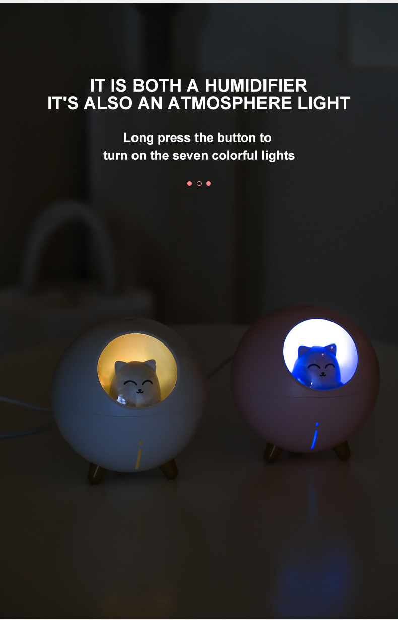 Homefish OEM Hava Nemlendirici 220ml Water Tank Capacity Luftbefeuchter Colorful Night Light Mini Umidificador Humidifier