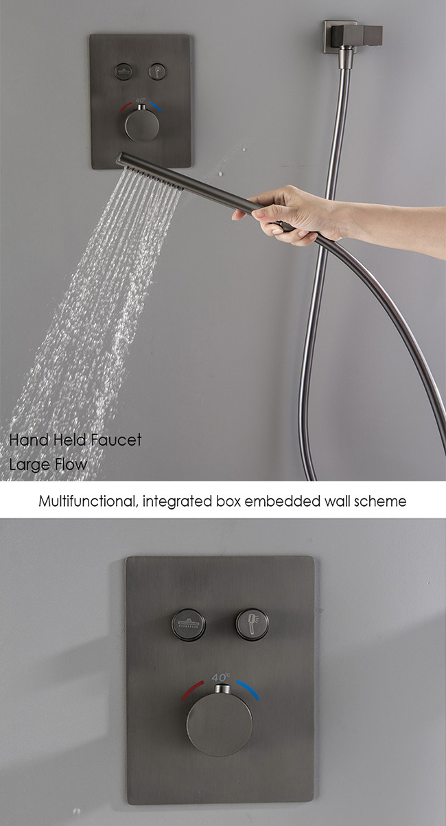 Concealed Tap Bath Shower Mixer Set Matte Black Wall Mounted