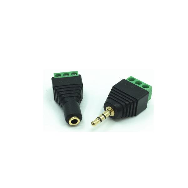 3.5mm 3-Pole Stereo Headphone Audio Male Jack Female Plug to Screw Terminal