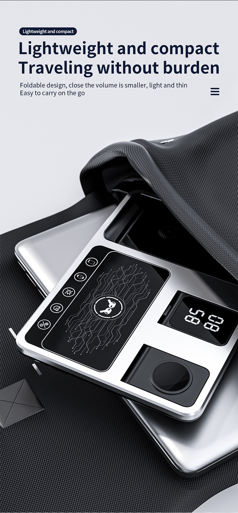 3 In 1 Magnetic Foldable Wireless Charger Embossing Logo With Leather Base