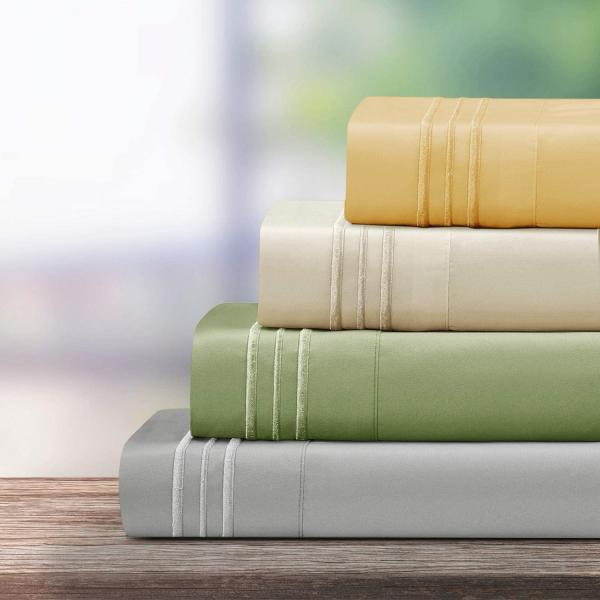 Microfiber Embroidered Sheets Set for 16" DEEP Pocket Mattress 3/4pcs is