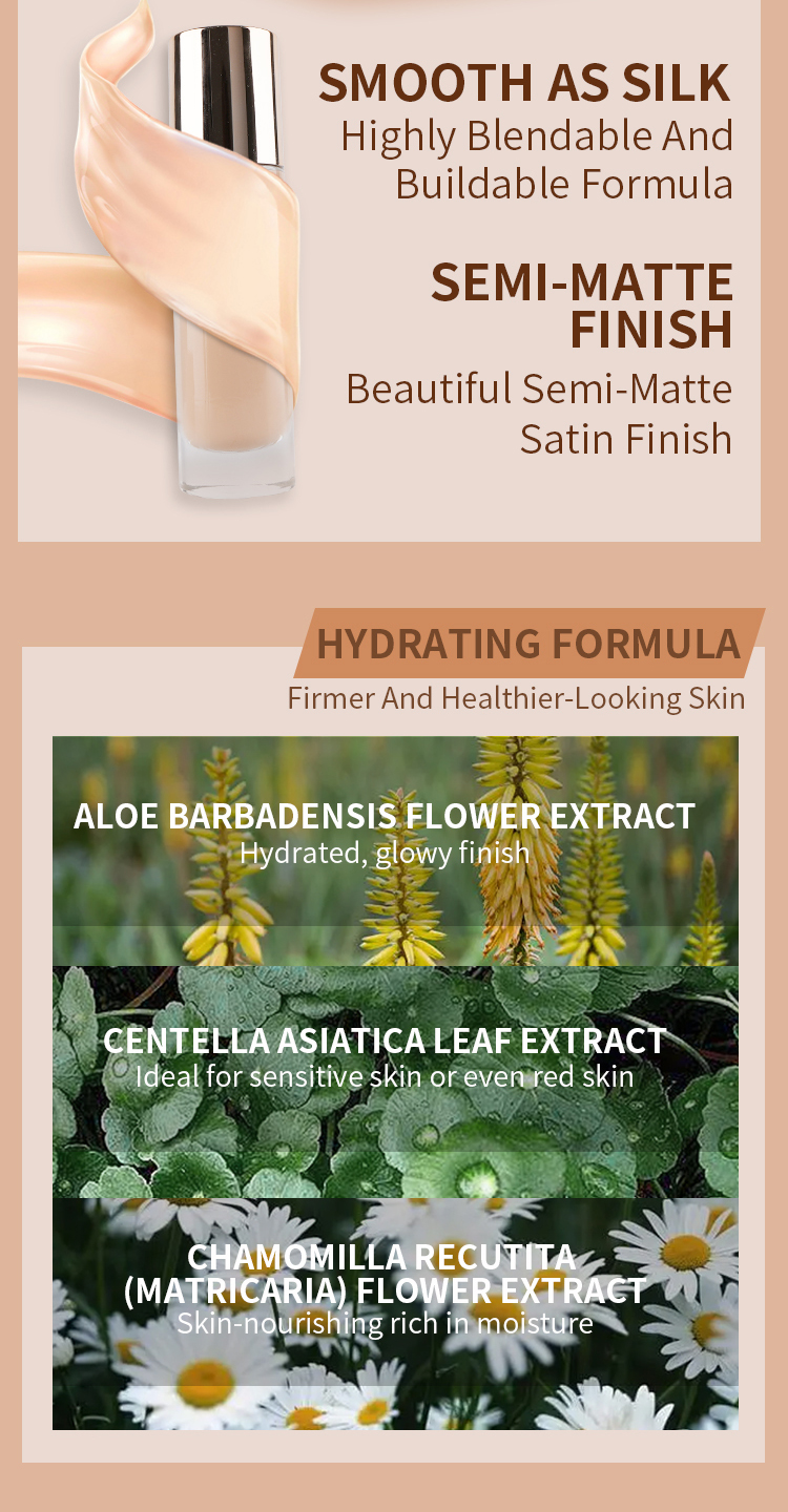 OEM Manufacturers Lightweight Full Coverage Foundation Private Label Natural Makeup Foundation Liquid Foundation Makeup