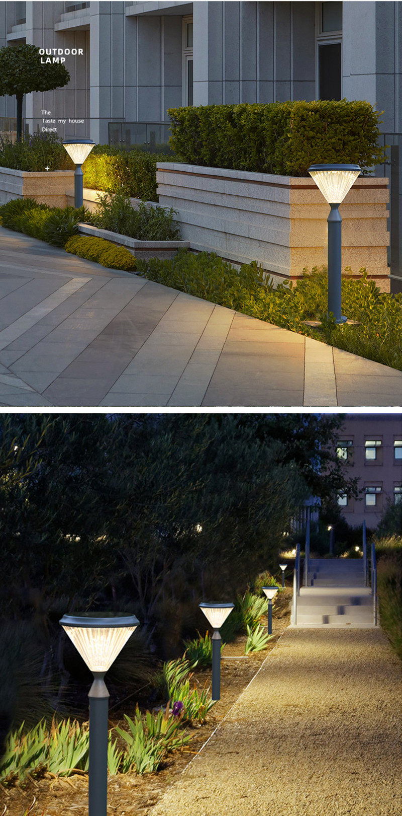 Aluminum Waterproof 3.2V Solar Wall Garden Light 50000H Post Pillar Pathway Decoration
