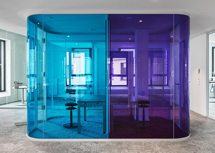 Curved Glass Partitions Arcuated Glass With Door Unique Artistic Sense Office Space 108mm Full View Single Double Glass