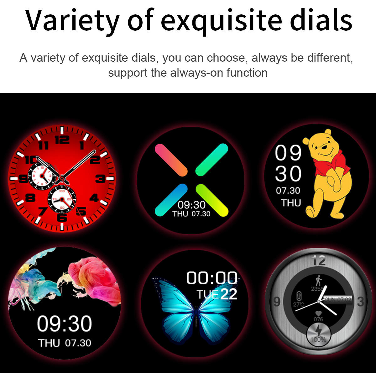1.54 Inch Sleep Monotoring Smart Watch Music Control Weather Push For Women Sporting