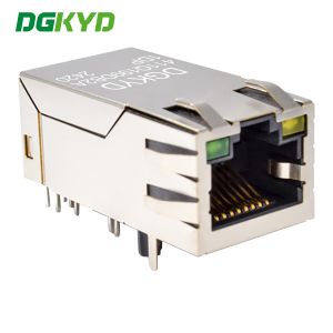 RJ45 computer connector with POE+Gigabit integrated Ethernet filter, light and