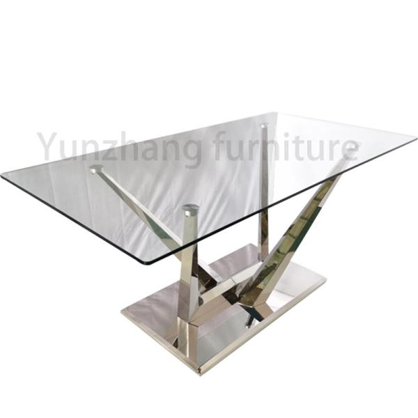 Silver Series Low Dining Table Glass 201 Stainless Steel Living Room Hotel
