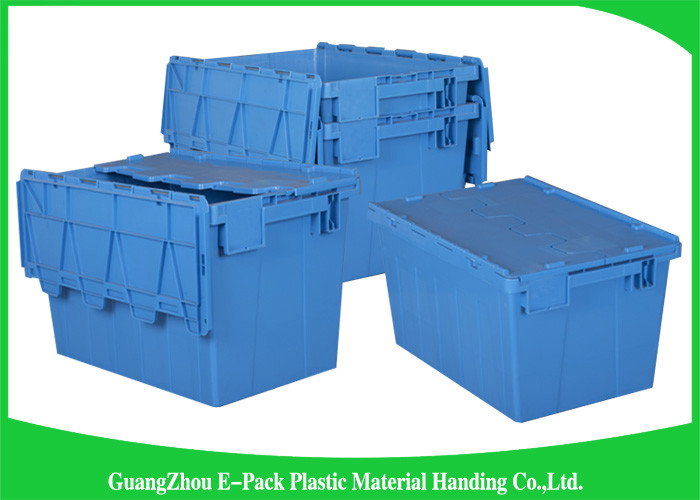 45L Plastic Box With Hinged Lid Rentable Moving , Large Plastic Storage Bins For Packaging
